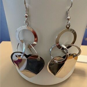 Silver Heart Dangle Earrings